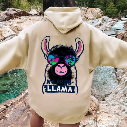 No probllama Printed Back Unisex Cotton Hoodie