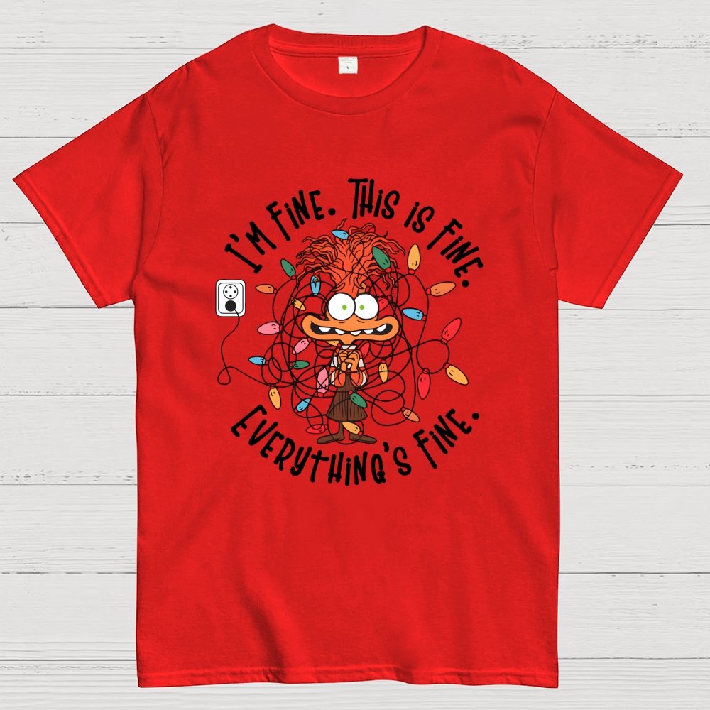 It's Fine This Is Fine Everything Is Fine Christmas Light Geek T-Shirt