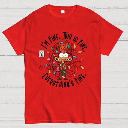 It's Fine This Is Fine Everything Is Fine Christmas Light Geek T-Shirt
