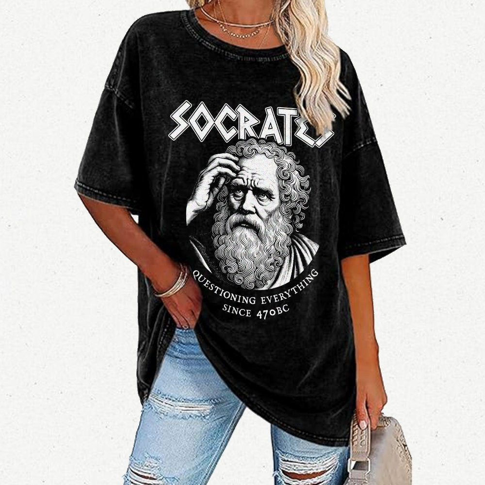 Socrates Questioning Everything Vintage Distressed T-shirt