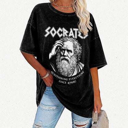 Socrates Questioning Everything Vintage Distressed T-shirt