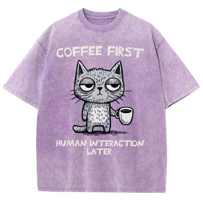 Coffee Firtst Vintage Distressed T-shirt