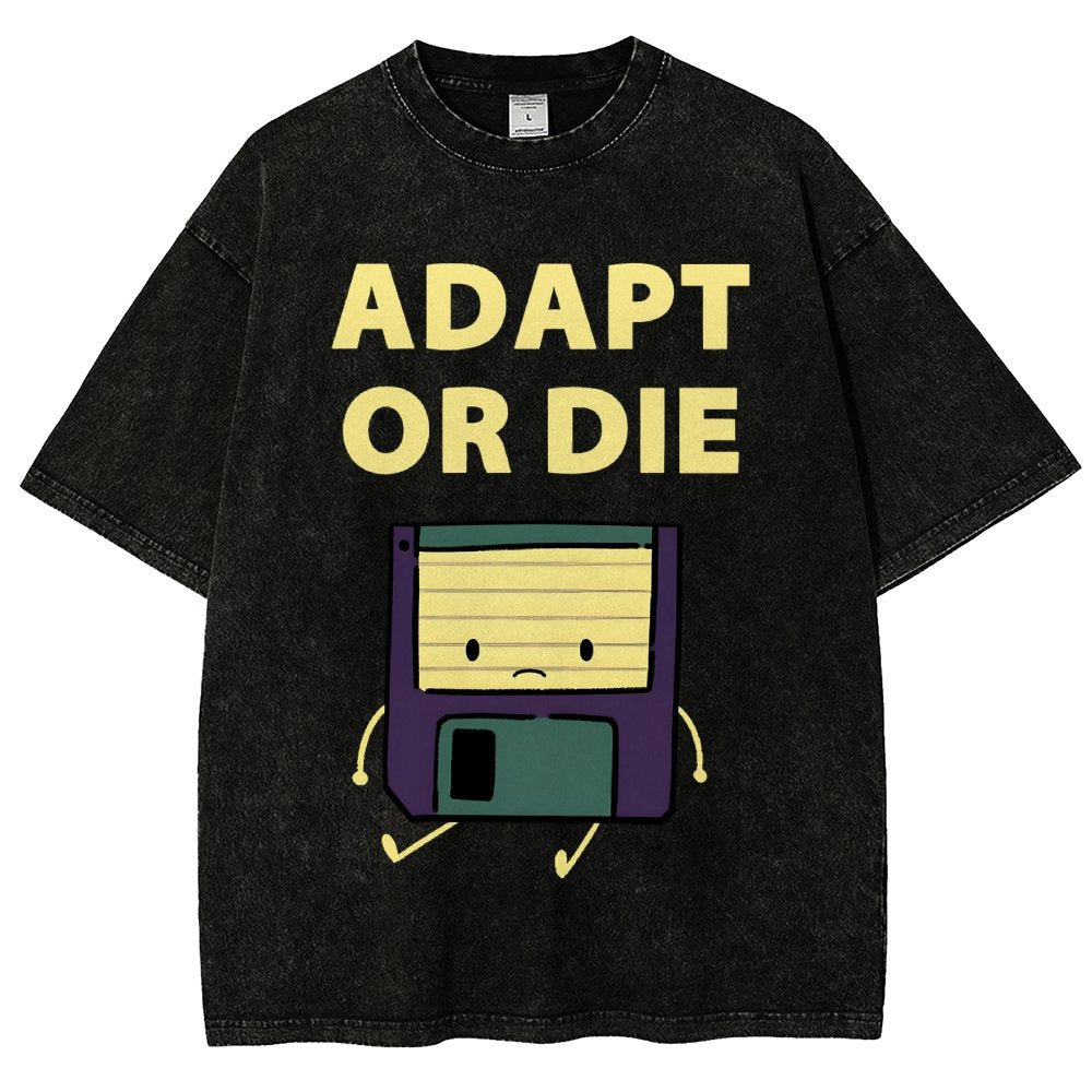 Adapt or Die Floppy Disk Vintage Distressed T-shirt