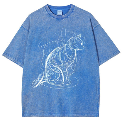 Cat Lines Vintage Distressed T-shirt