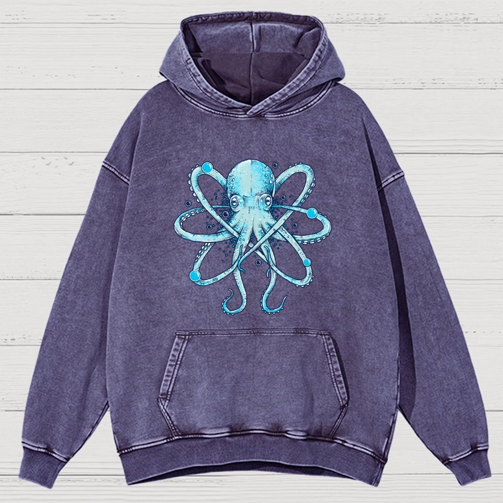 Atomic Octopus Vintage Distressed Hoodie