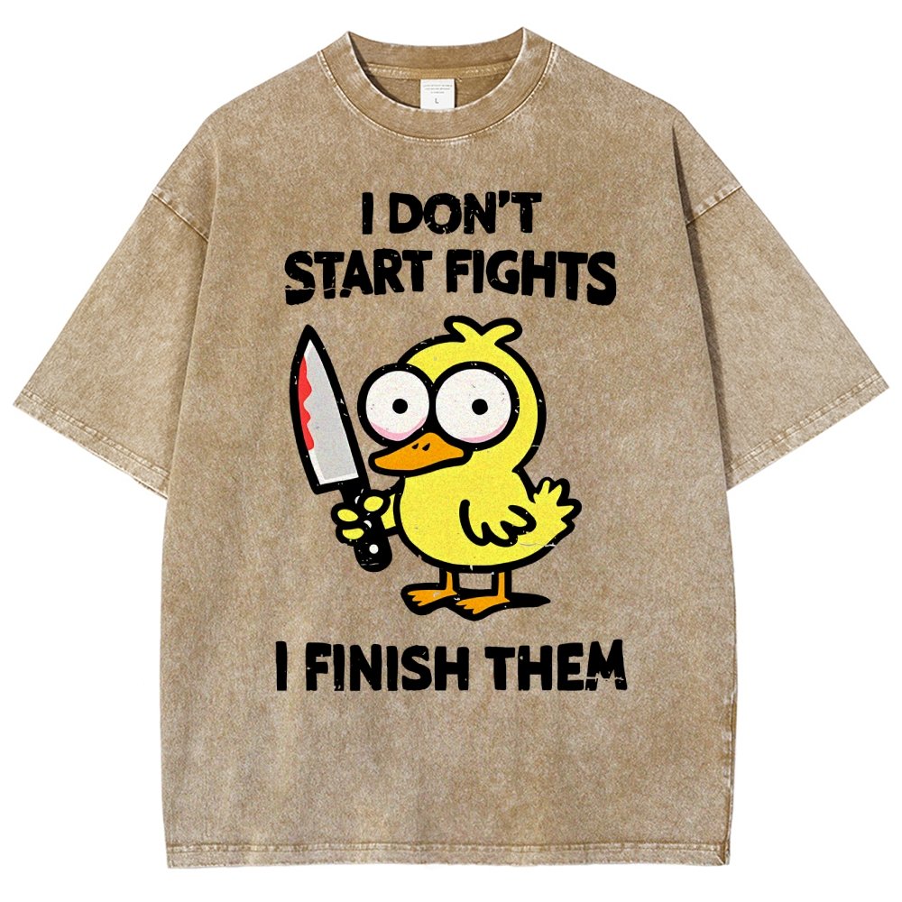 I Don't Start Fights Vintage Distressed T-shirt