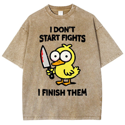 I Don't Start Fights Vintage Distressed T-shirt