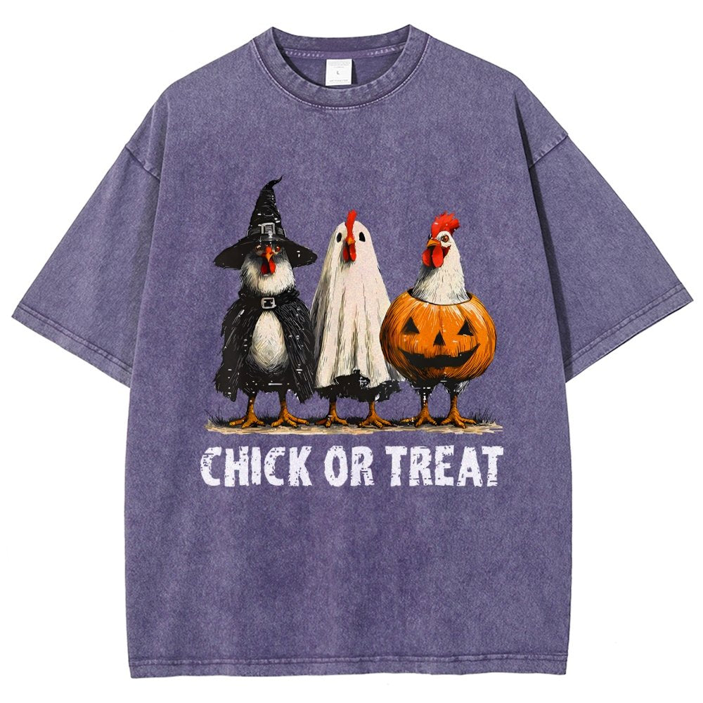 Halloween Chick or Treat Vintage Distressed T-shirt