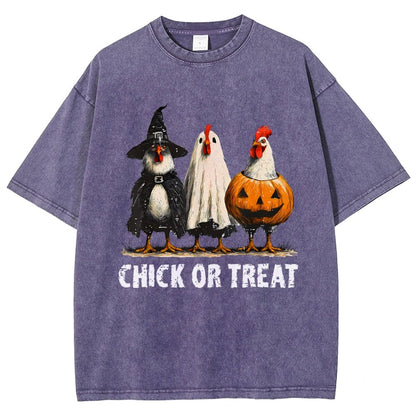 Halloween Chick or Treat Vintage Distressed T-shirt