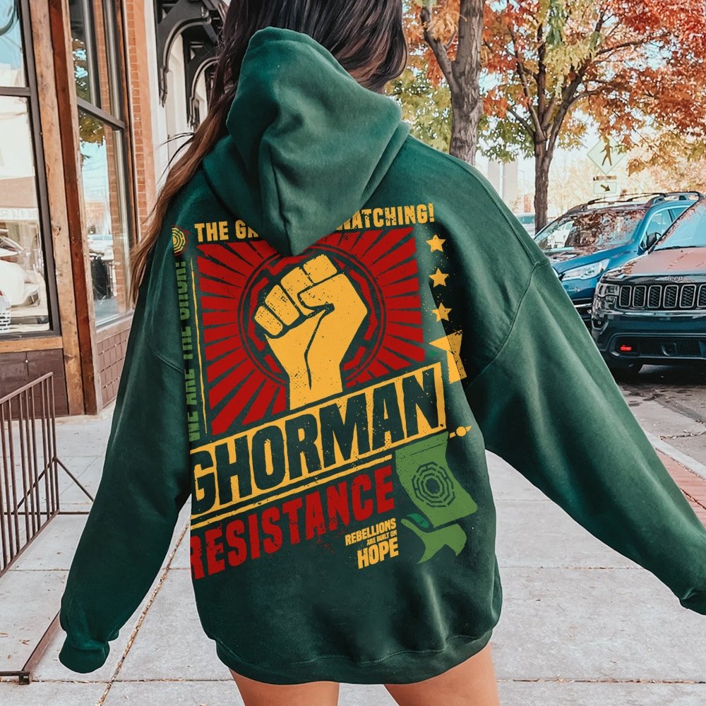 Galactic Resistance Printed Back Cotton Hoodie