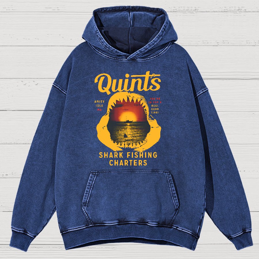 Captain's Shark Fishing Charters Vintage Distressed Hoodie