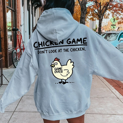Chicken Game Geeky Printed Back Cotton Hoodie
