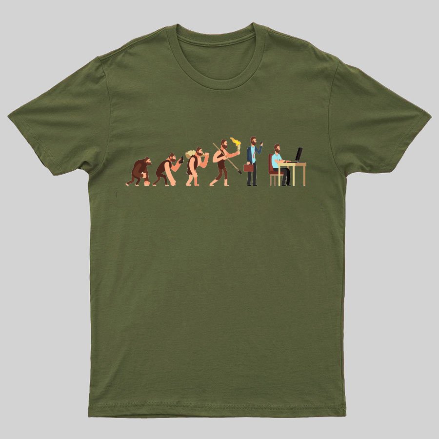 Human evolution From monkey to businessman and computer user Geeky T-Shirt
