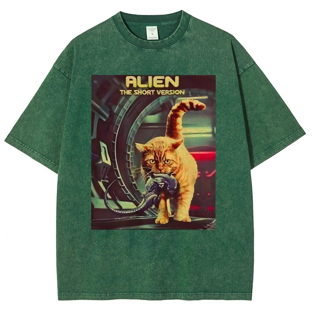 Mystery Cat Heavy Vintage Distressed T-shirt