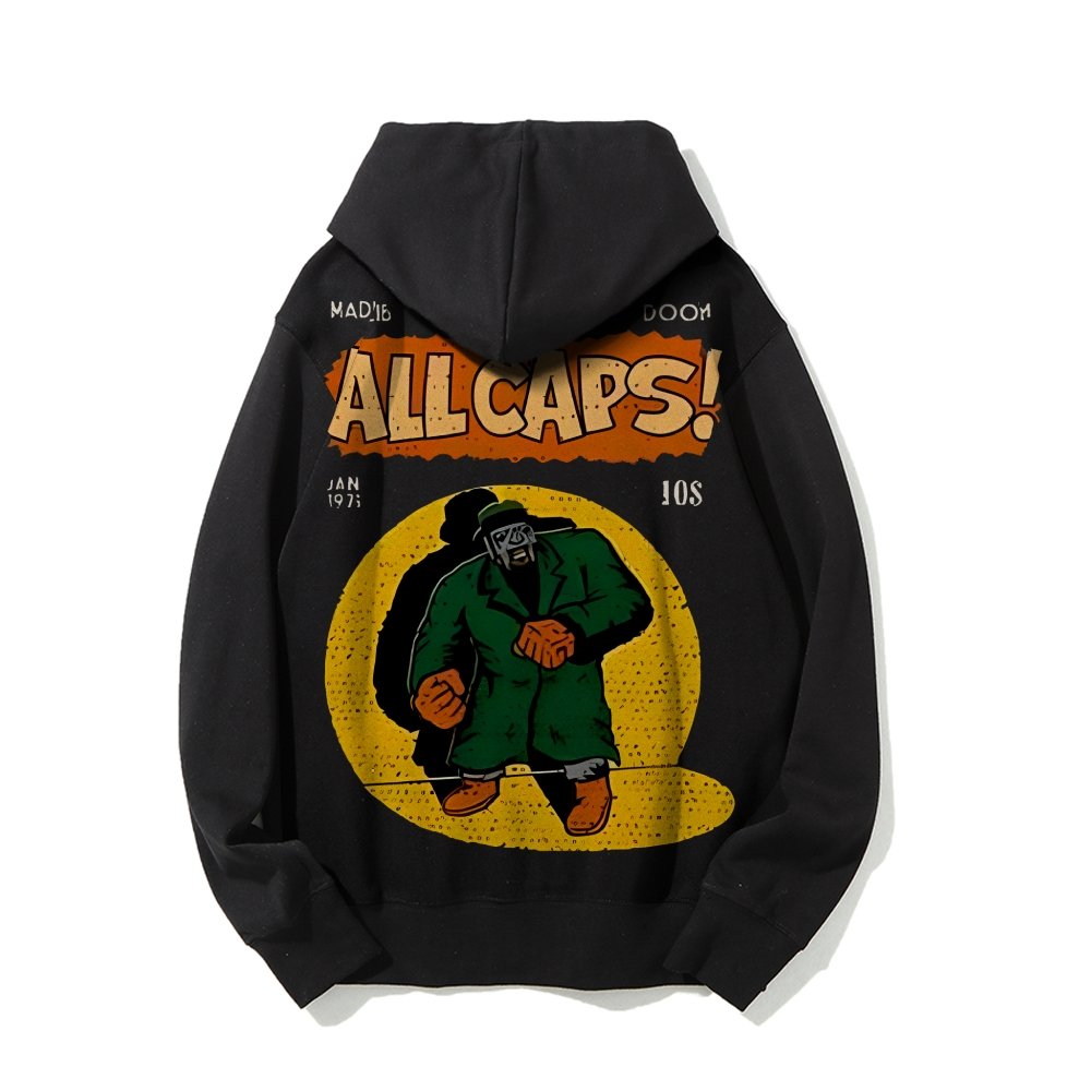 Vintage Hip-Hop Mf Graphic Printed Back Cotton Hoodie