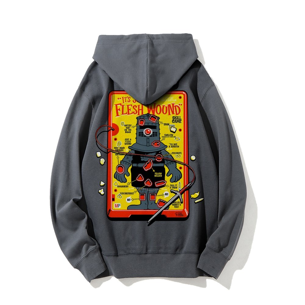 Flesh Wound Skill Game Nerdy Printed Back Cotton Hoodie