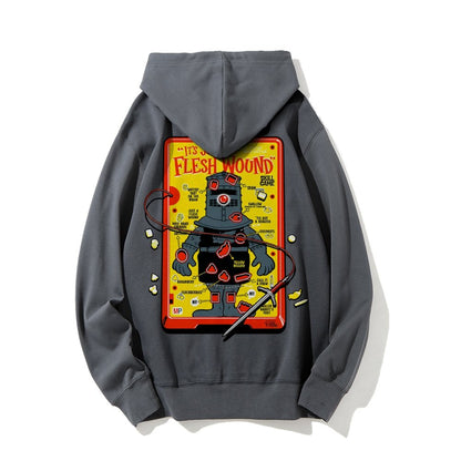 Flesh Wound Skill Game Nerdy Printed Back Cotton Hoodie