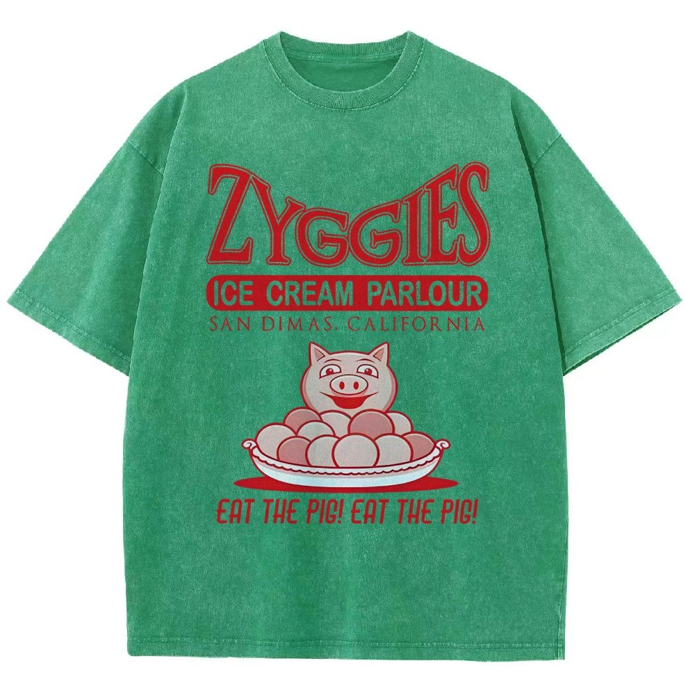 Eat the Pig at Sunny Ice Cream Parlour Ringer Vintage Distressed T-shirt
