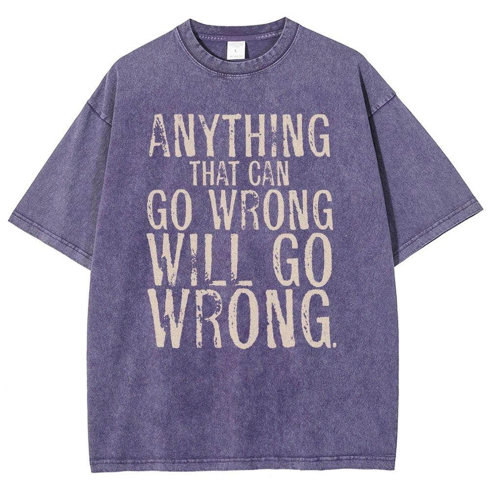 Anyting That Can Go Wrong Will Go Wrong Science Murphy's Law Print Vintage Distressed T-shirt