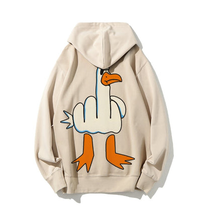 Rude Seagull Design Funny Printed Back Cotton Hoodie