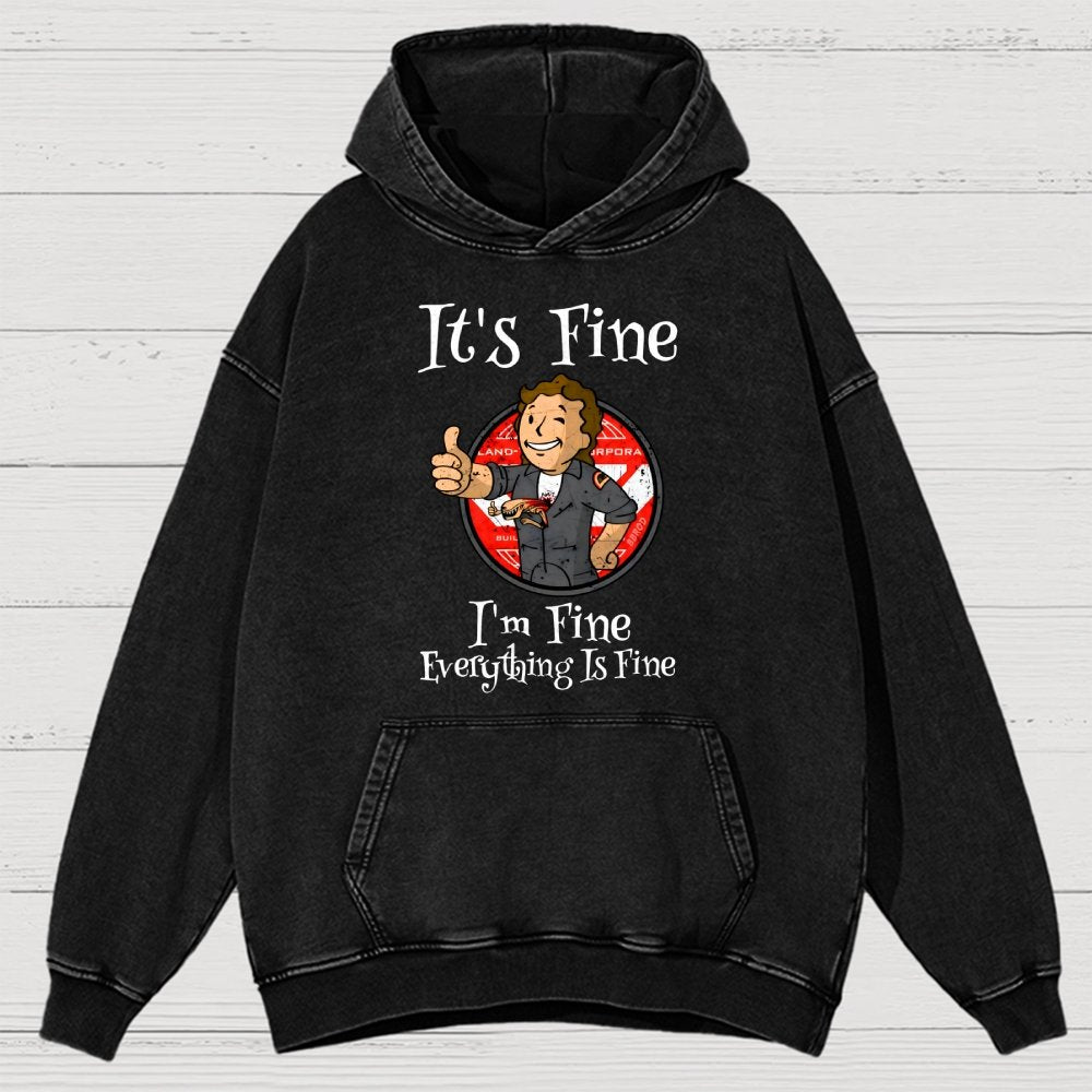 I'M Fine Everything Is Fine Vintage Distressed Hoodie