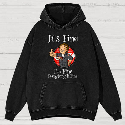 I'M Fine Everything Is Fine Vintage Distressed Hoodie