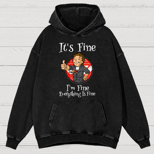 I'M Fine Everything Is Fine Vintage Distressed Hoodie