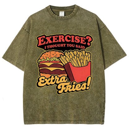 Burger Fries Exercise Vintage Distressed T-shirt