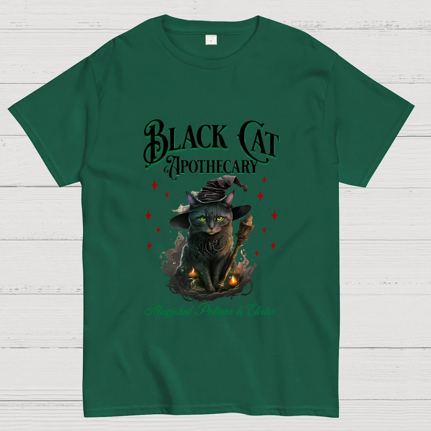 Black Cat Apothecary Halloween Geeky T-Shirt