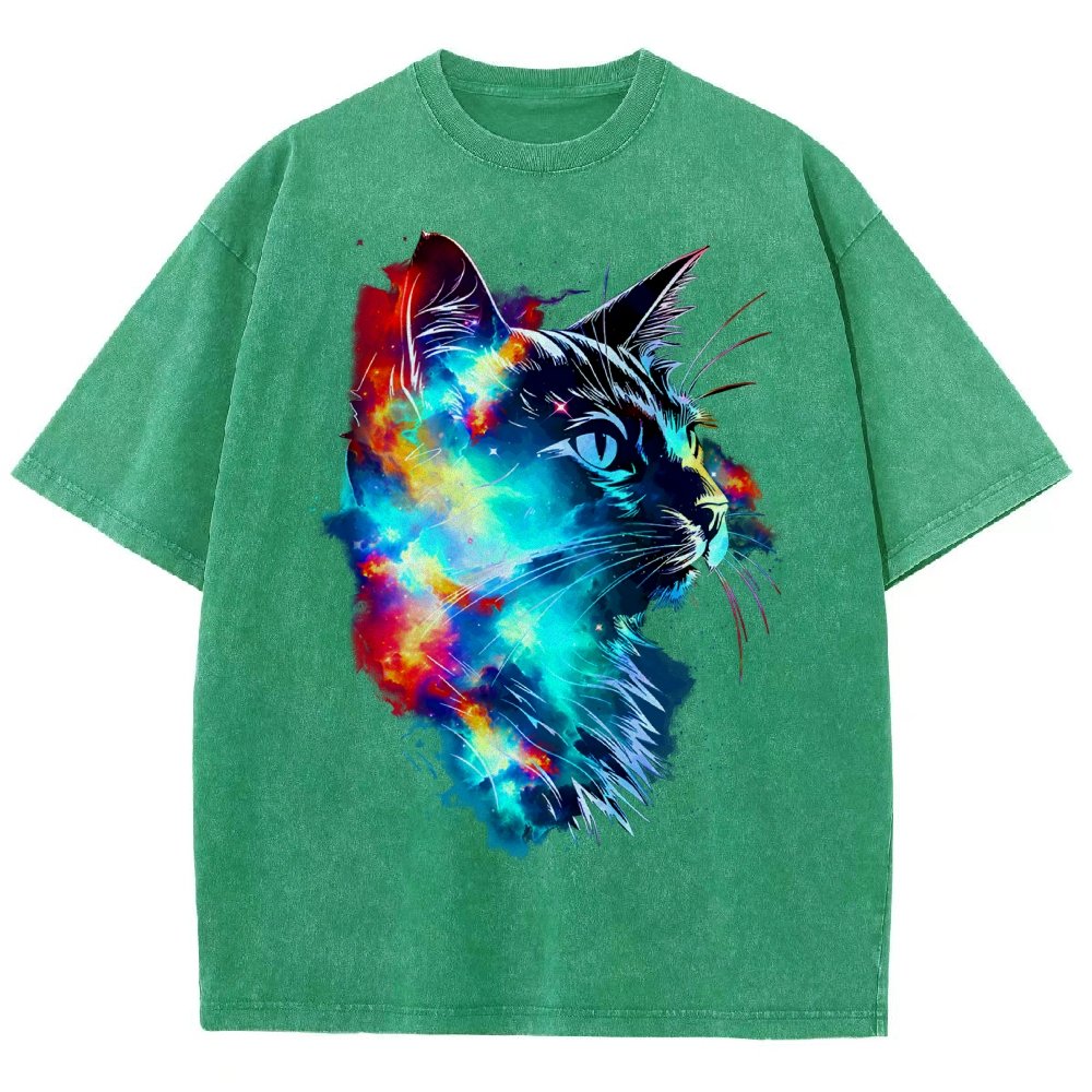 Cosmos Cat Vintage Distressed T-shirt
