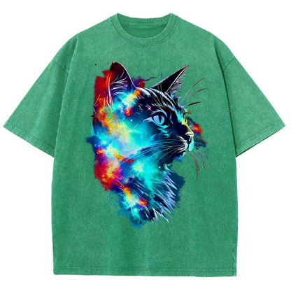 Cosmos Cat Vintage Distressed T-shirt