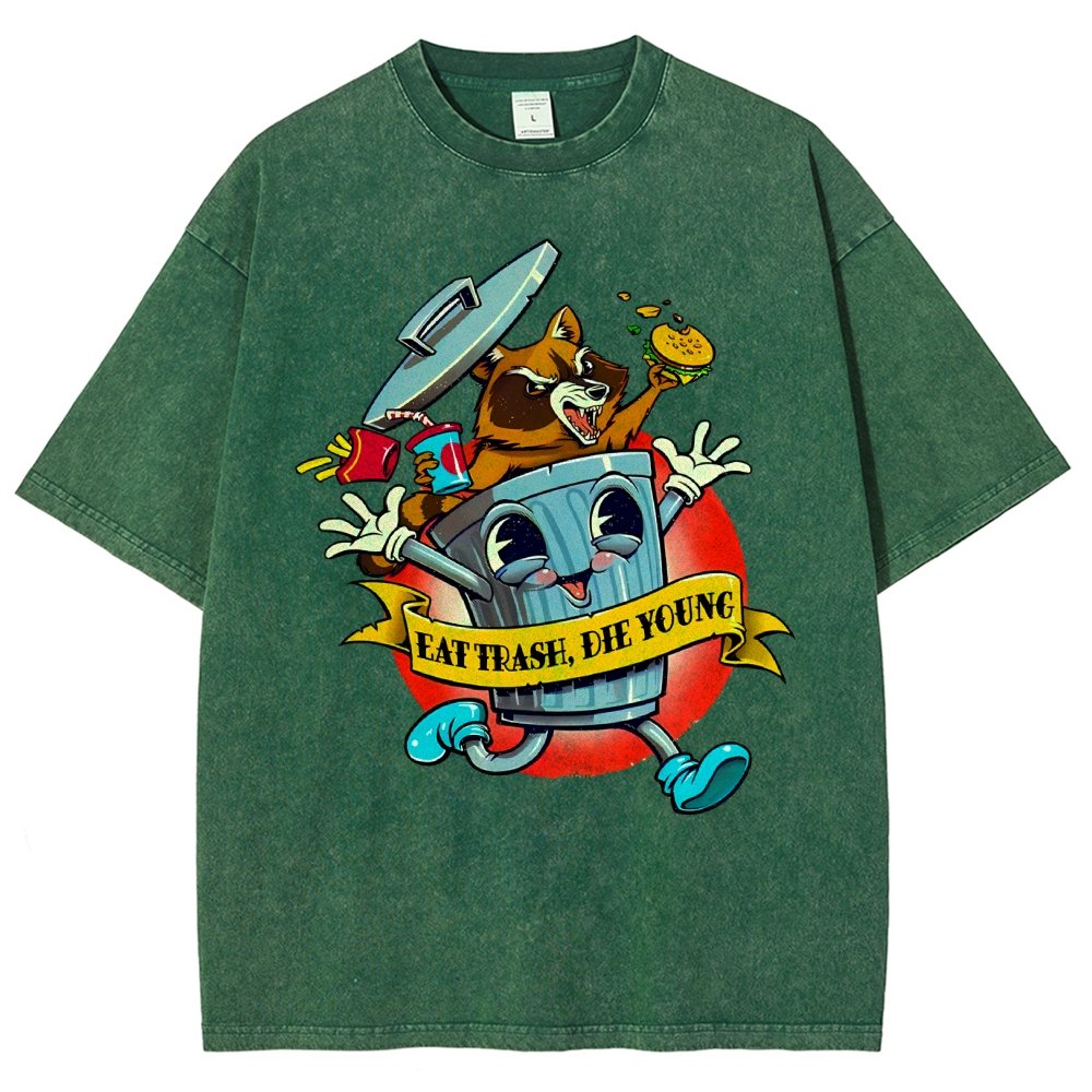 Eat trash die young vintage cartoon Classic Vintage Distressed T-shirt