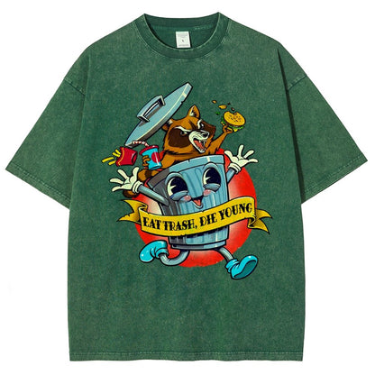 Eat trash die young vintage cartoon Classic Vintage Distressed T-shirt