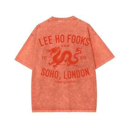Lee Ho Fooks Front And Back Printing Washed T-shirt