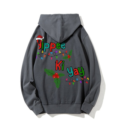 Yippee Ki Yay Christmas Printed Back Cotton Hoodie