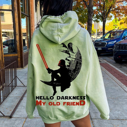 Hello Darkness My Old Friend Printed Back Unisex Cotton Hoodie