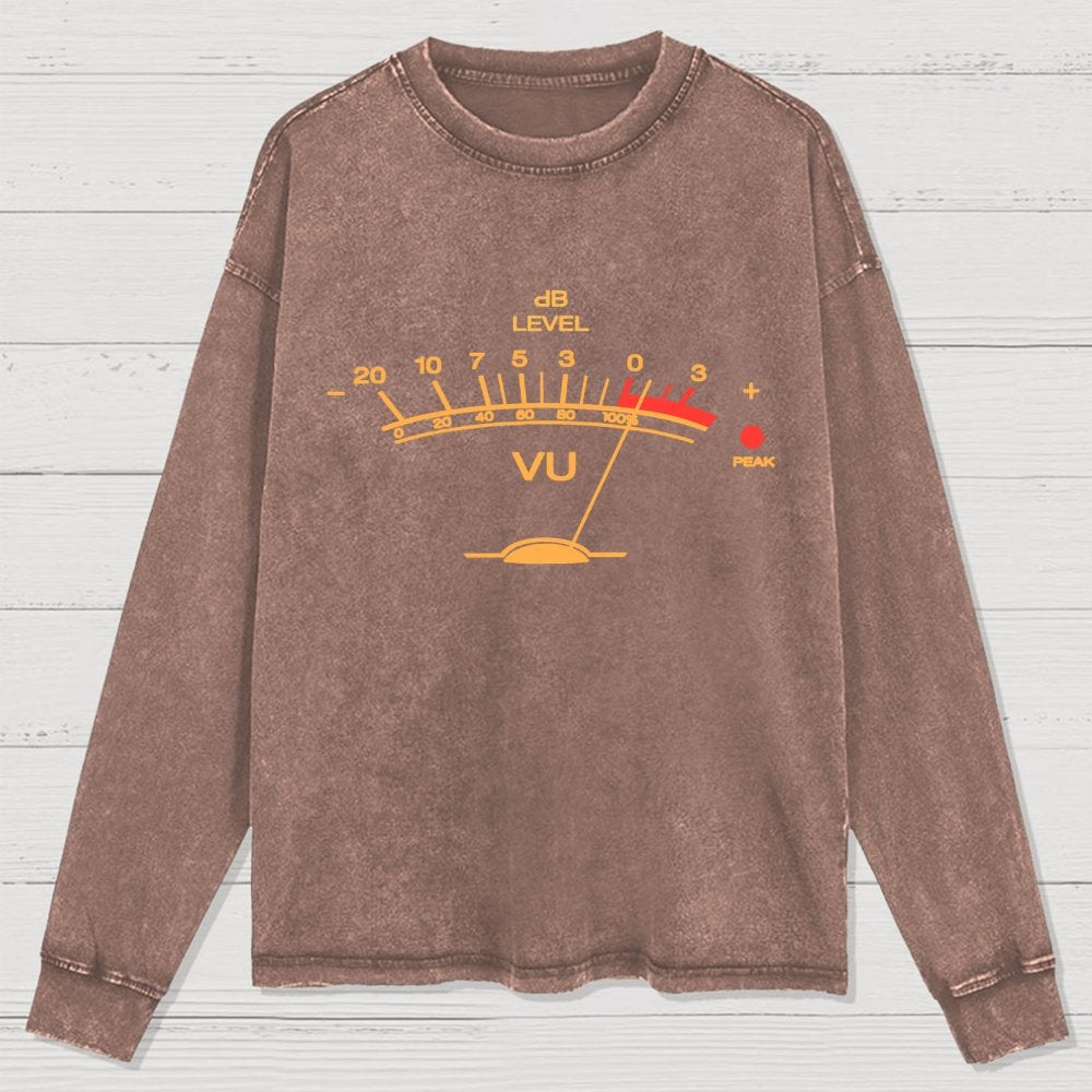 Volume VU Meter Vintage Audio Engineer Washed Long Sleeve Tee