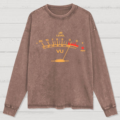 Volume VU Meter Vintage Audio Engineer Washed Long Sleeve Tee