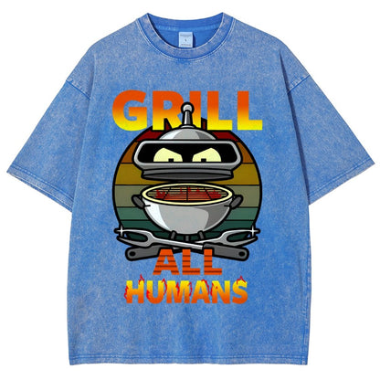 Grill All Humans Vintage Distressed T-shirt