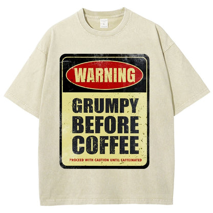 Grumpy Before Coffee Vintage Distressed T-shirt 2412001060