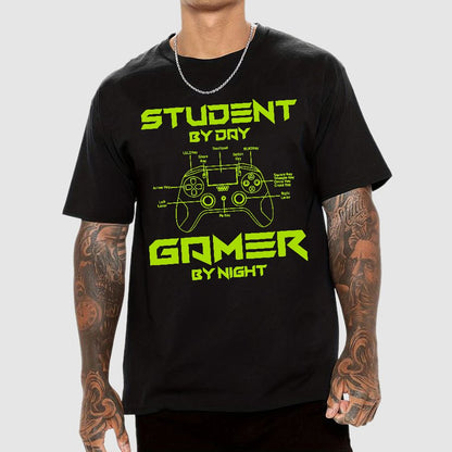 Gamer Student By Day Gamer By Night Geek T-Shirt
