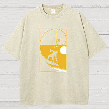 Golden Spiral Wave Geek Vintage Distressed T-shirt