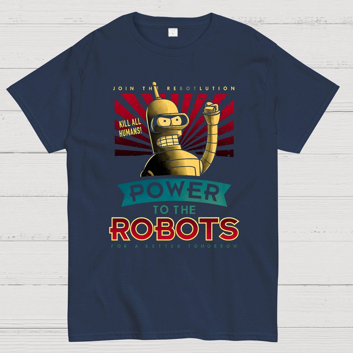 Power To The Robots Geek T-Shirt