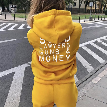Send Lawyers Guns And Money Printed Back Unisex Cotton Hoodie