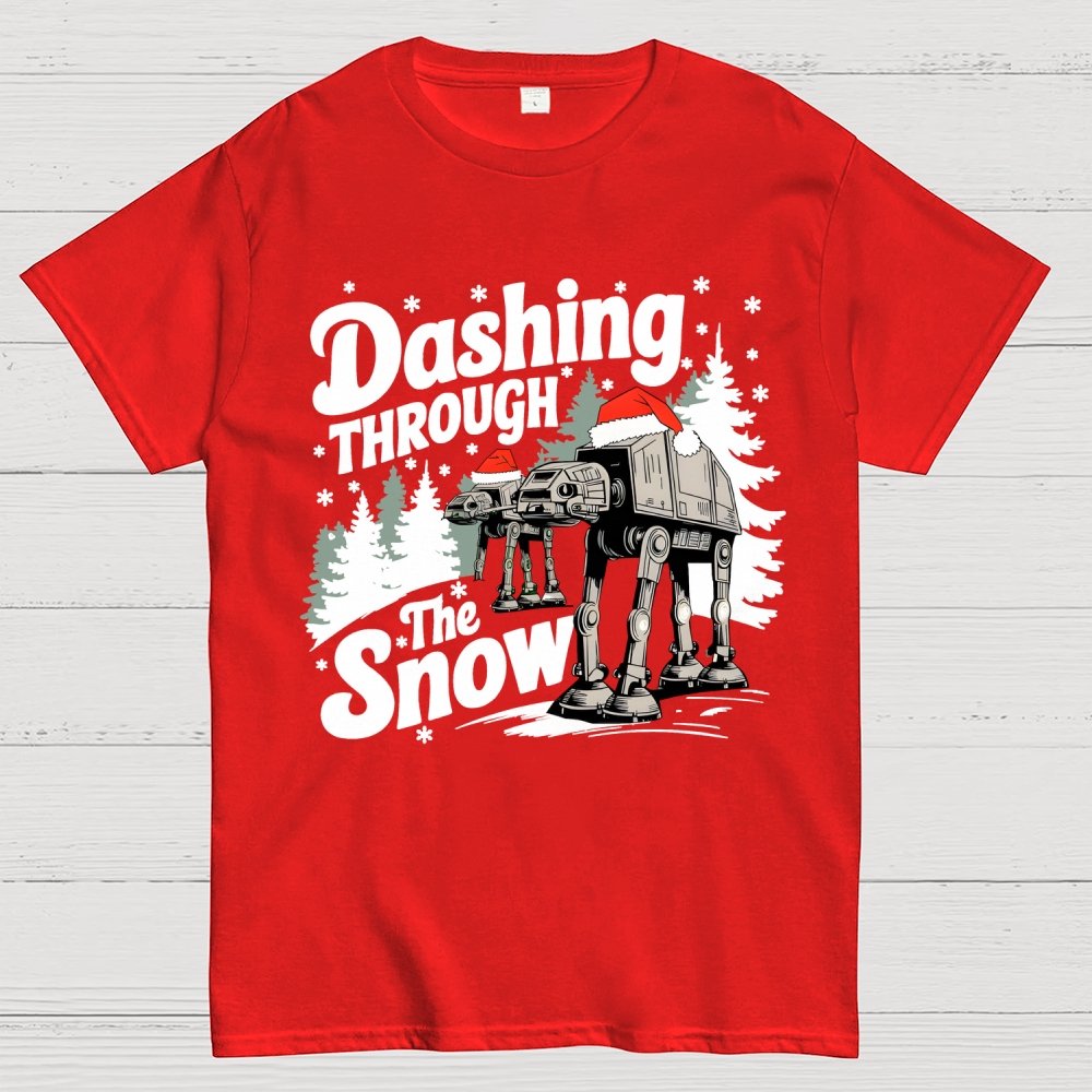 Mystery Robot Dog Crosses the Snow Christmas Geek T-Shirt