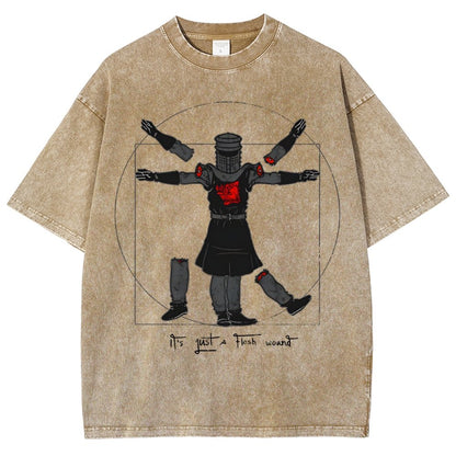 Vitruvian Man- Black Knight Vintage Distressed T-shirt