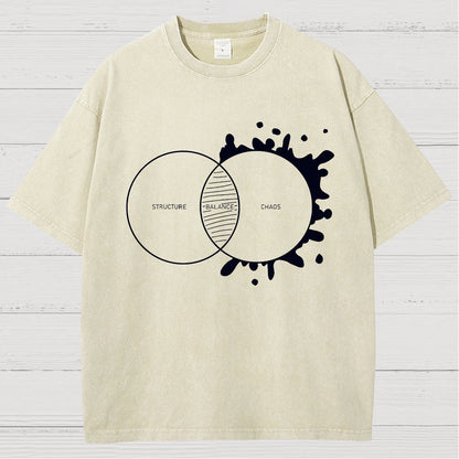 Balance Between Structure and Chaos Geek Vintage Distressed T-shirt