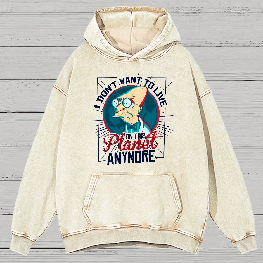 I Don't Want To Live Here Vintage Distressed Hoodie