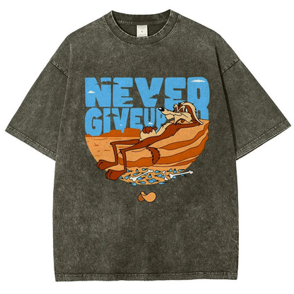 Never Give Up Vintage Distressed T-shirt