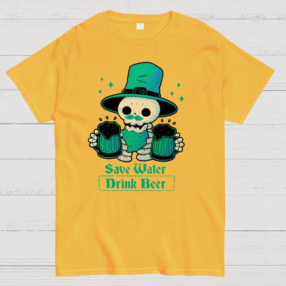 Skeleton St Patrick drinks Beer Geek T-Shirt